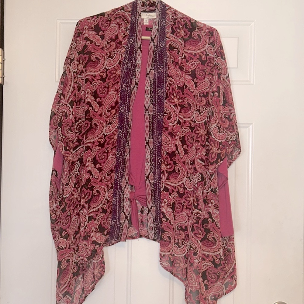 Jessica Simpson Maternity Paisley Kimono/Beach Cover Up OSFM Resort Coastal